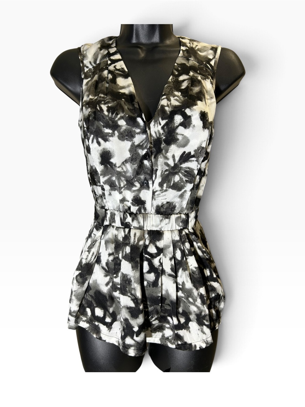 Jacob Black & White Tie-Dye Sleeveless Blouse